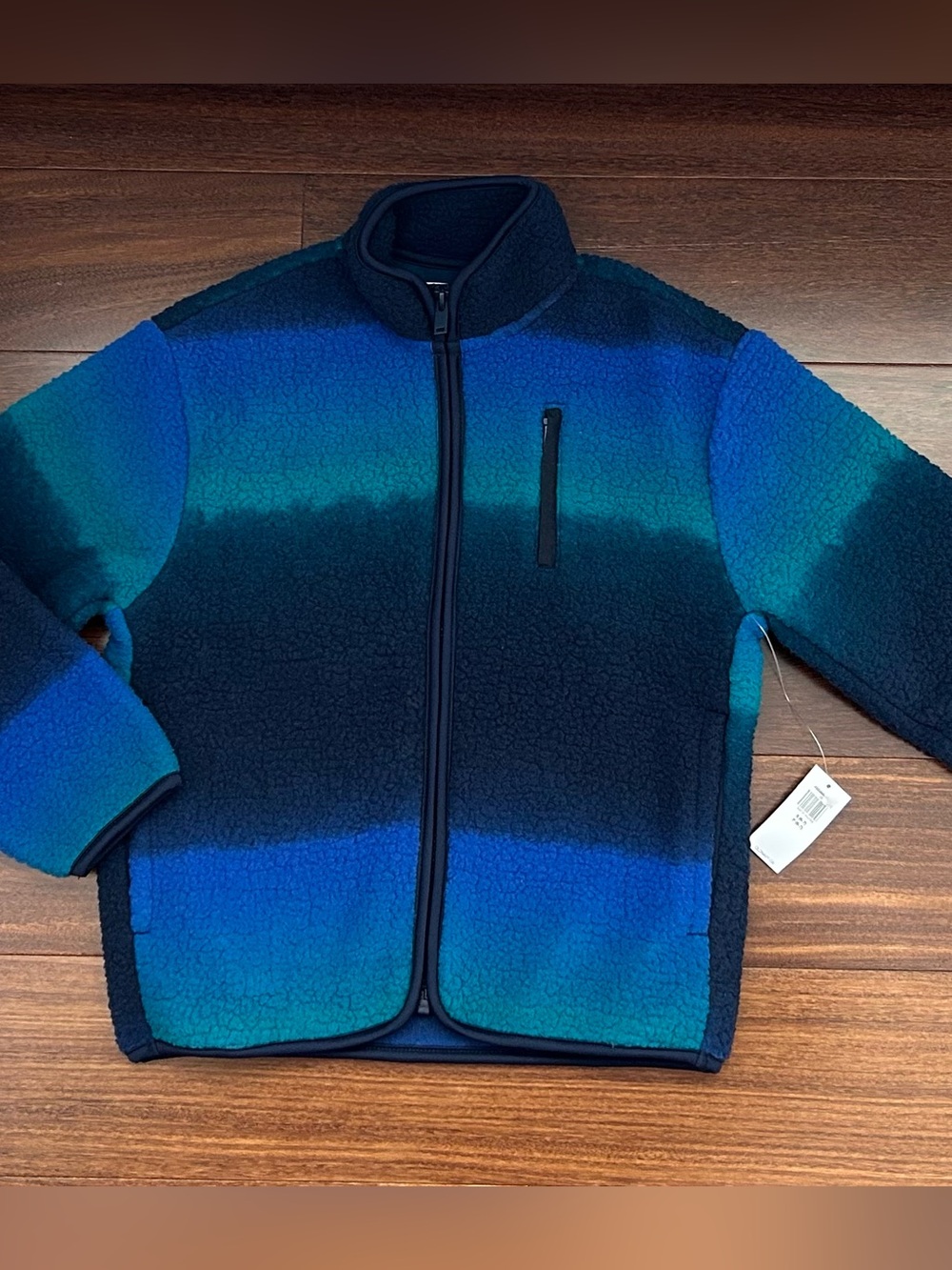 Kids Blue & Teal Gradient Sherpa Zip-Up